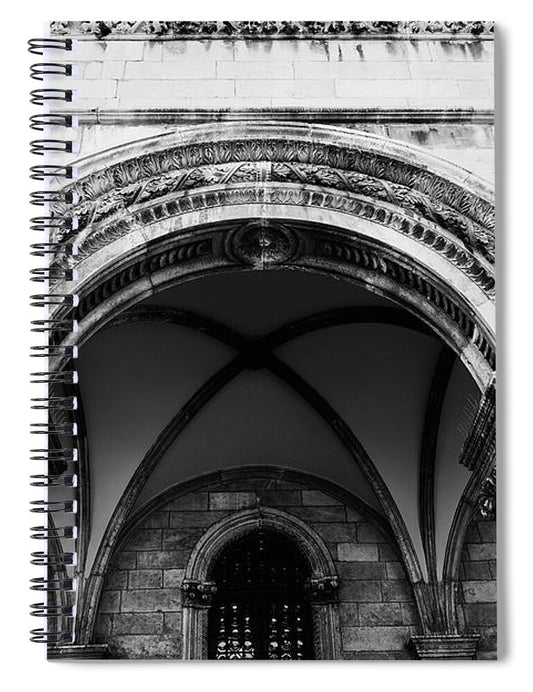 Croatian Columns - Black and White Dubrovnik Print - Spiral Notebook