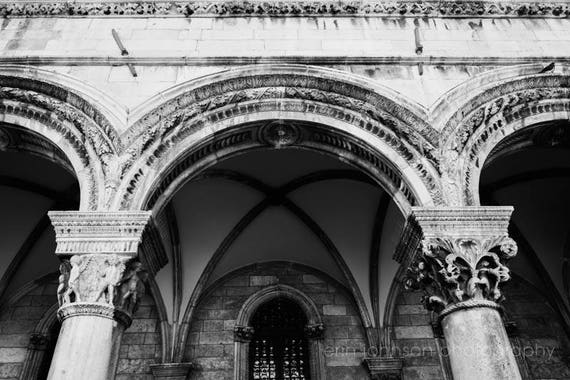Black and White Croatian Columns | Dubrovnik Croatia Photography