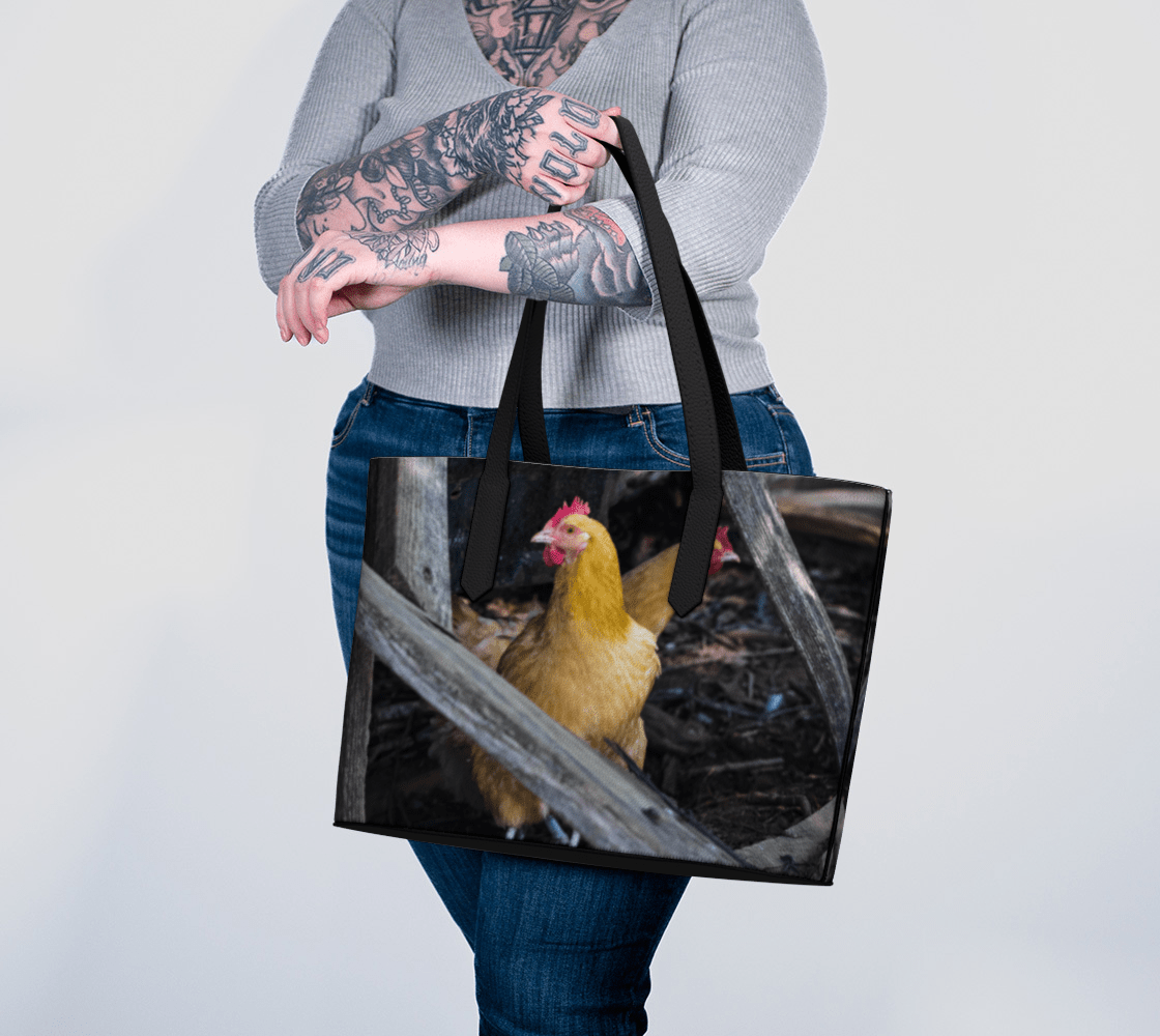 Buff Orpington Chicken Vegan Leather Tote Bag – Fits 16" Laptop | Rustic Farm-Inspired Shoulder Bag  Erin Johnson Photography