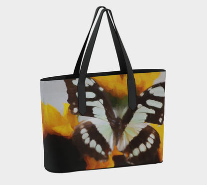 Summer Butterfly Vegan Leather Tote Bag