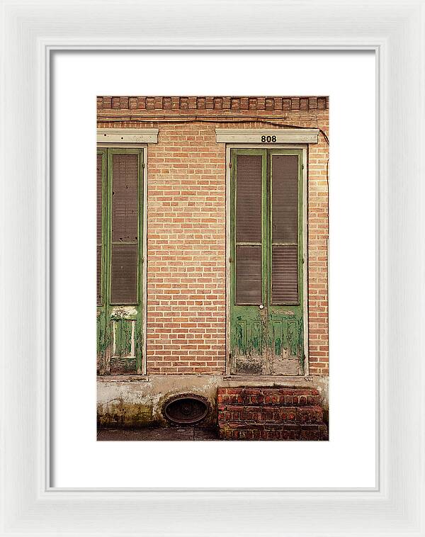 French Quarter Green Door - New Orleans Framed Print