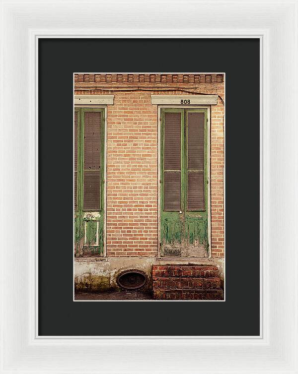 French Quarter Green Door - New Orleans Framed Print