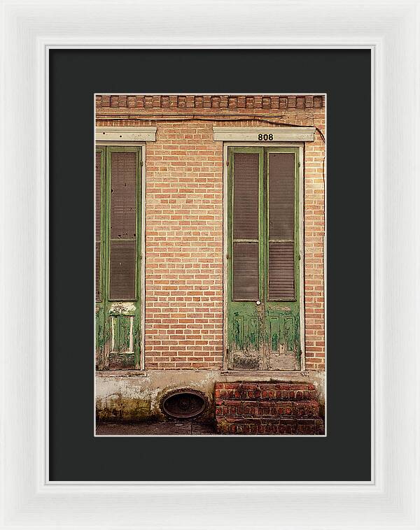 French Quarter Green Door - New Orleans Framed Print