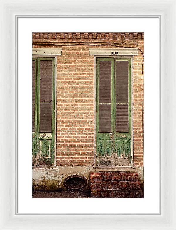 French Quarter Green Door - New Orleans Framed Print