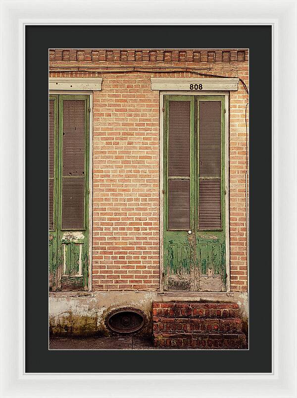 French Quarter Green Door - New Orleans Framed Print