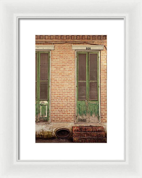 French Quarter Green Door - New Orleans Framed Print