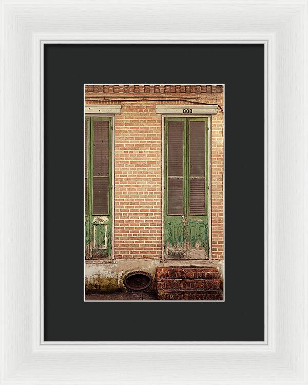 French Quarter Green Door - New Orleans Framed Print