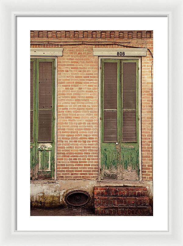 French Quarter Green Door - New Orleans Framed Print