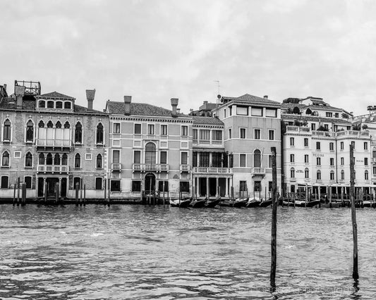 Black and White Venice Italy Art Print, Grand Canal Landscape Photography, Travel Photos for Wall, Unframed Print or Canvas - eireanneilis