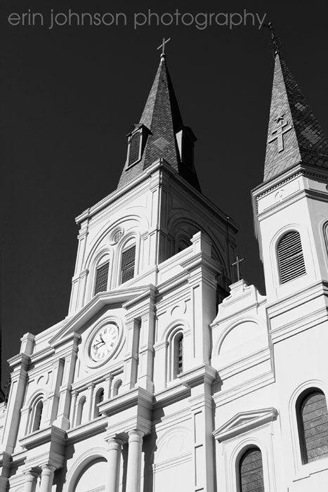 a black and white photo of a church