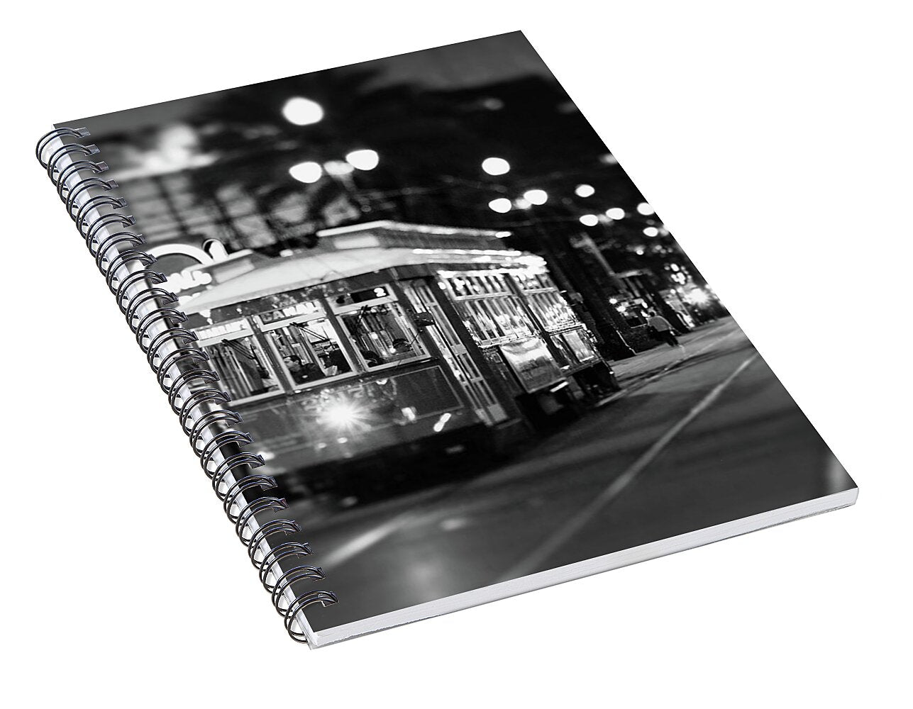 New Orleans Streetcar at Night - Spiral Notebook
