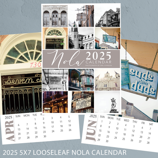 2025 New Orleans Louisiana Photography Calendar | 5x7 Looseleaf Desk Calendar