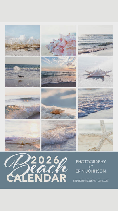 2026 Beach 5×7 Loose-Leaf Photography Desk Calendar