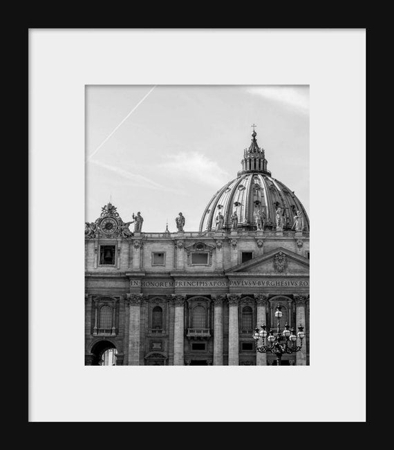 St Peters Basilica | Black and White Rome Travel Art