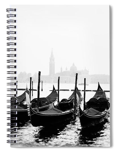 Venetian Gondolas Black and White - Spiral Notebook
