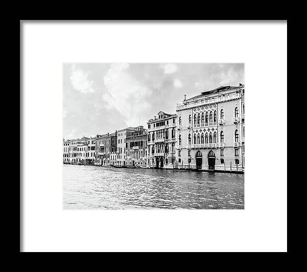 Venice Canal Black and White - Framed Print