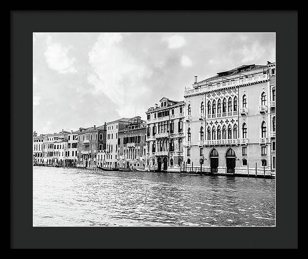 Venice Canal Black and White - Framed Print