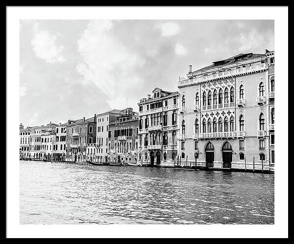 Venice Canal Black and White - Framed Print