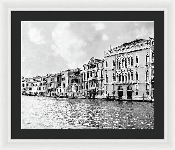 Venice Canal Black and White - Framed Print