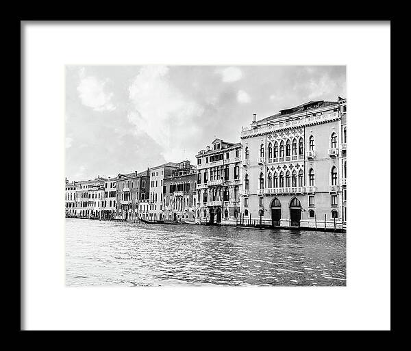 Venice Canal Black and White - Framed Print