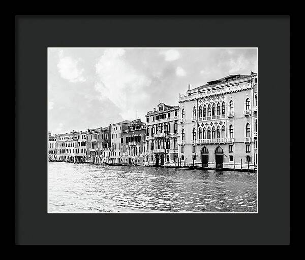 Venice Canal Black and White - Framed Print