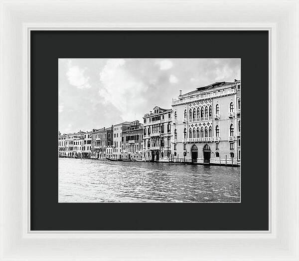 Venice Canal Black and White - Framed Print