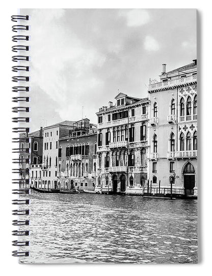 Venice Canal Black and White - Spiral Notebook