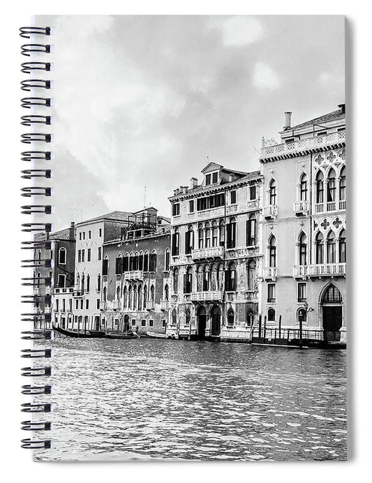 Venice Canal Black and White - Spiral Notebook