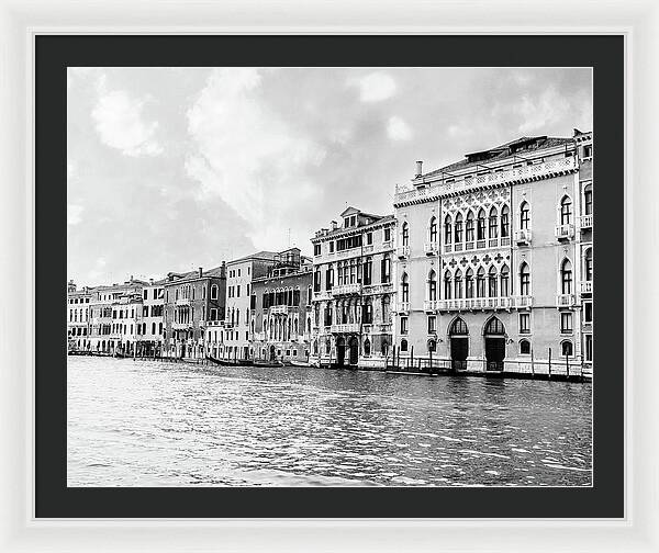 Venice Canal Black and White - Framed Print