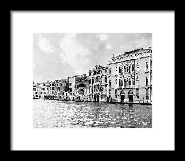 Venice Canal Black and White - Framed Print