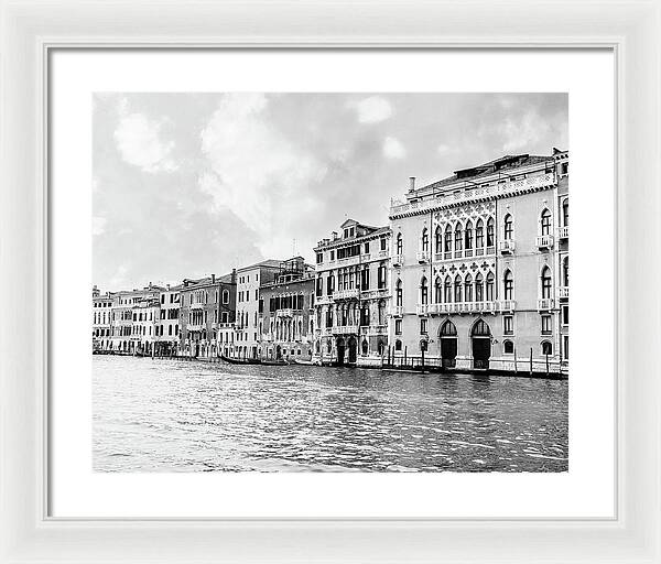 Venice Canal Black and White - Framed Print