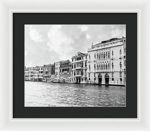 Venice Canal Black and White - Framed Print