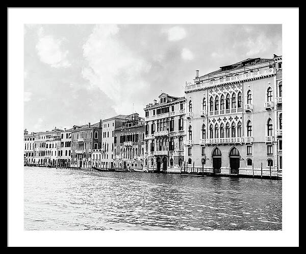 Venice Canal Black and White - Framed Print