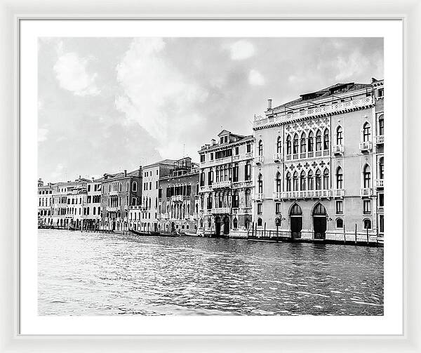 Venice Canal Black and White - Framed Print