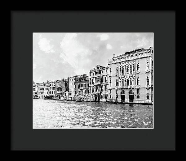 Venice Canal Black and White - Framed Print