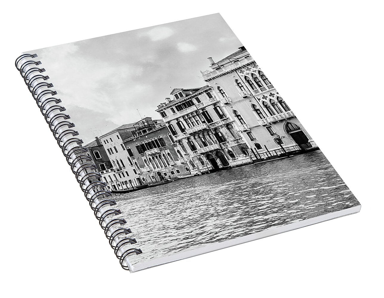 Venice Canal Black and White - Spiral Notebook