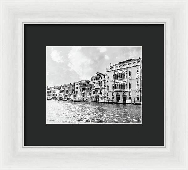 Venice Canal Black and White - Framed Print