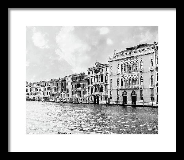 Venice Canal Black and White - Framed Print