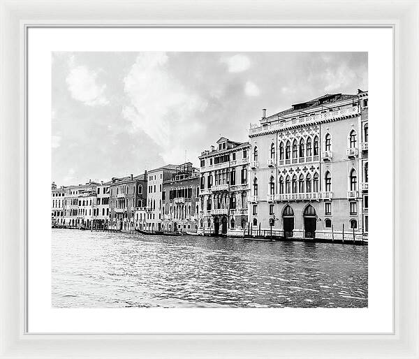 Venice Canal Black and White - Framed Print