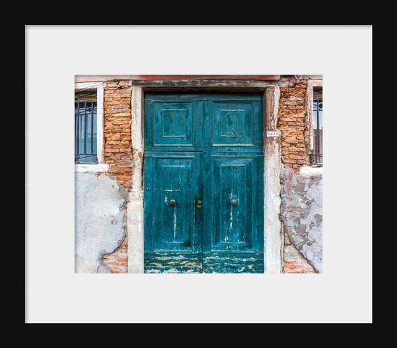 Venice Italy Door Photography Print, Europe Art on Canvas or Photo, Teal Living Room Wall Art, Travel Decor, V15