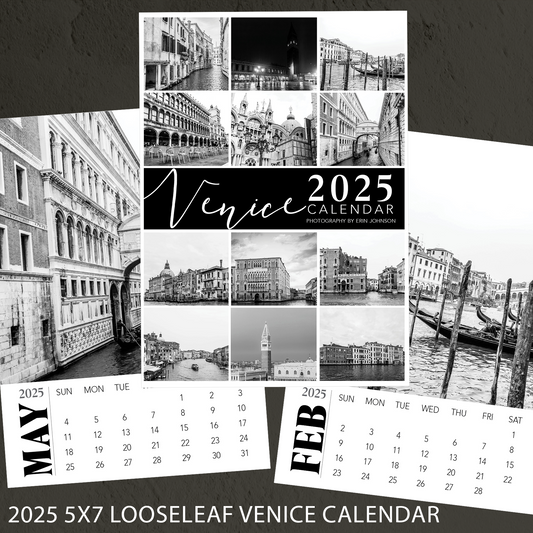 2025 Venice Italy 5x7 Photography Calendar | Looseleaf Desk Calendar