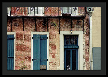 Blue Shutters on Magazine Street - New Orleans Framed Print