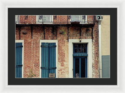 Blue Shutters on Magazine Street - New Orleans Framed Print