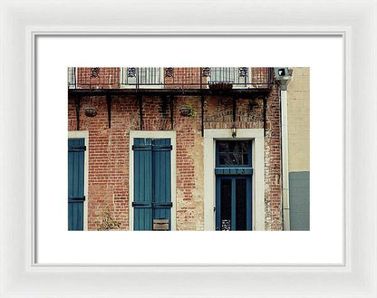 Blue Shutters on Magazine Street - New Orleans Framed Print