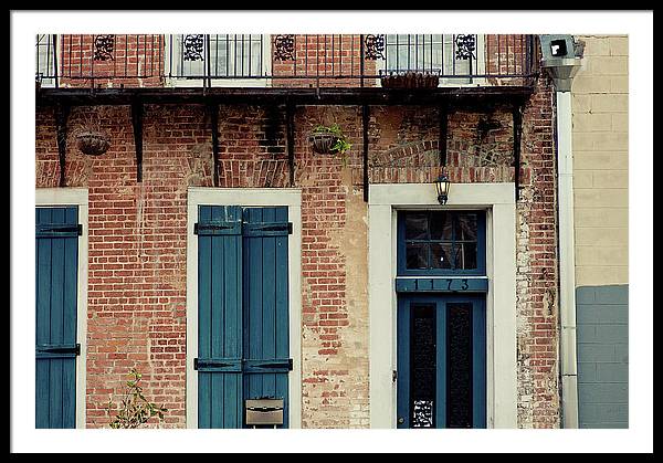 Blue Shutters on Magazine Street - New Orleans Framed Print