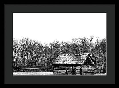 Cabin in Field - Farmhouse Framed Print