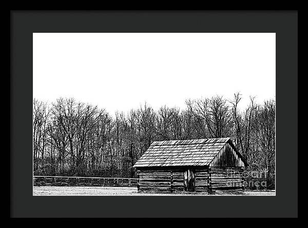 Cabin in Field | Farmhouse Framed Print