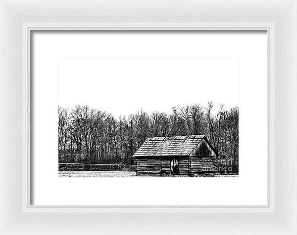 Cabin in Field - Farmhouse Framed Print