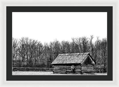 Cabin in Field | Farmhouse Framed Print