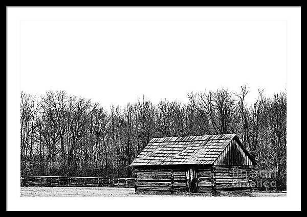 Cabin in Field | Farmhouse Framed Print